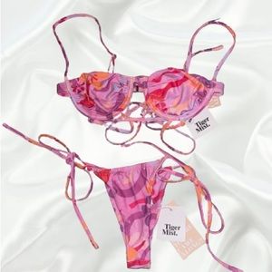tiger mist cartia bikini top and bottom set size xxs for both